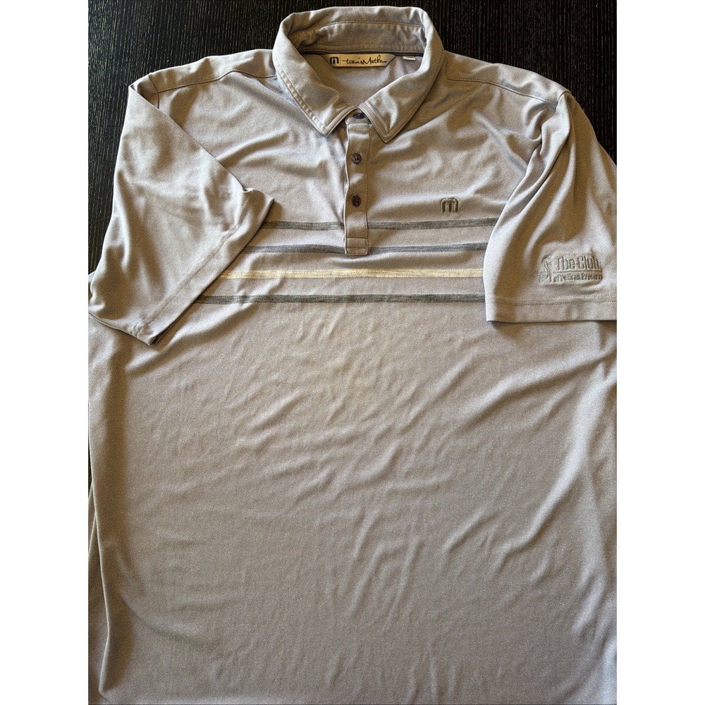 TravisMathew Gray Stripe Club at Pelican Preserve Golf Polo Mens XL (E)